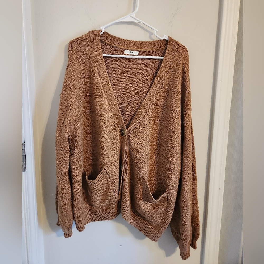 BP Tan Women's Cozy Cardigan Sweater. L/XL